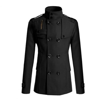 Fabulous  Winter Jacket Woolen Streetwear Men Jacket Button Decoration Warm Men Coat for Daily Wear