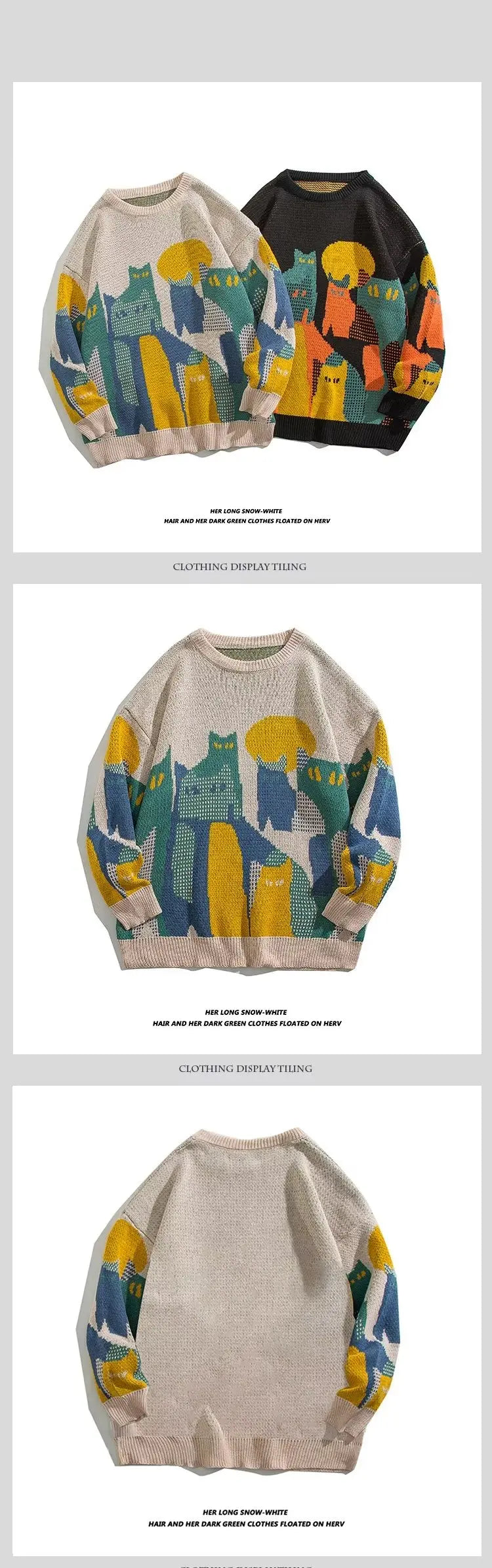 Men Spring Oversized Harajuku Sweater Vintage Cartoon  Anime Knitted Men's Rock Hip Hop Rap Pullover Women Home Fashion Sweater