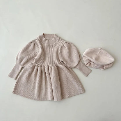 0-4Y Autumn Boutique Vintage Style Puff Sleeve Kids Baby Girl Clothes Dresses Draped Princess Dress for Girls