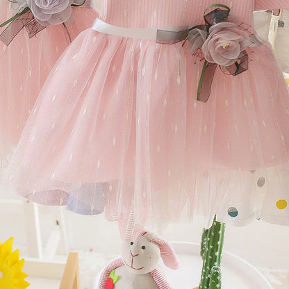 New Baby Girl Dress Summer Newborn Baby Clothes Patchwork Princess Mesh Dress For Girl 1 Year Birthday Infant Baptism Clothing