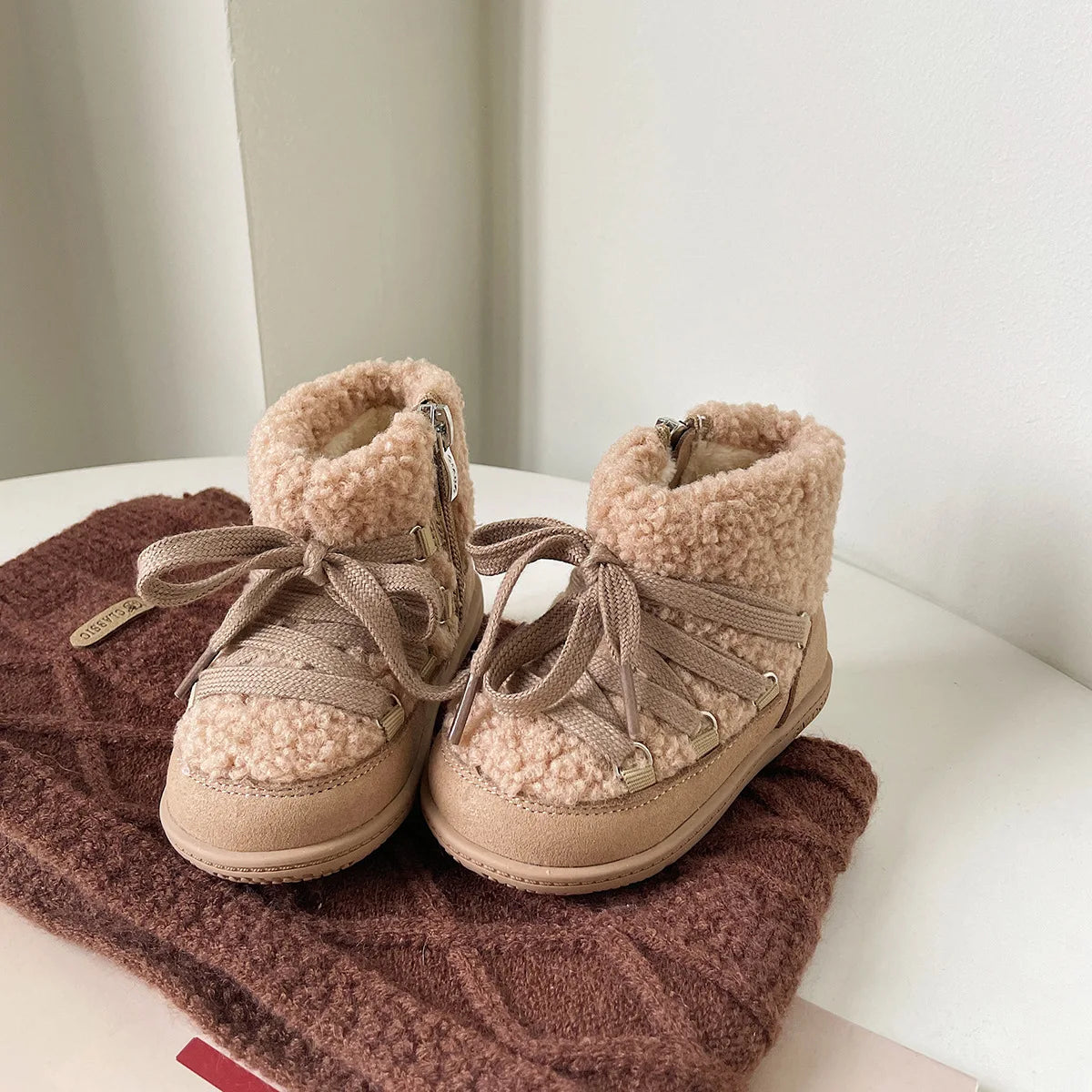 Children Lambswool Snow Boots Baby Cute Warm Winter Infant Shoes Boys Girls Fashion Short Boots With Thick Fur