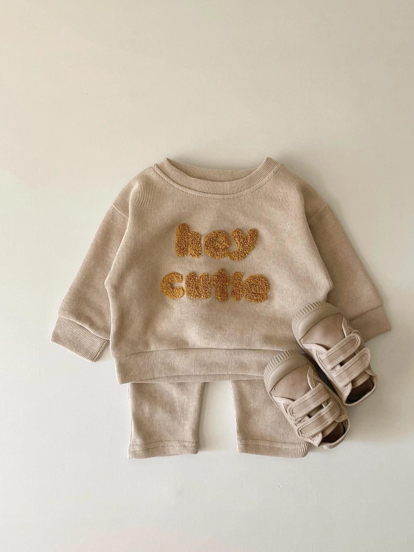 Europe Baby Cotton Knitting Clothing Sets Kids Boys Girls Spring Clothes Loose Tracksuit Pullovers Tops +Pants 2PCS Outfits