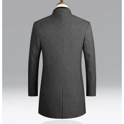 Men's Autumn Winter Long Woolen Coats Men's Business Office Casual Slim Solid Wool Windbreaker Thicken Warm Trench Jacket
