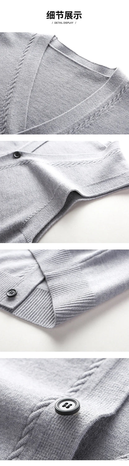 2025 Men's New Autumn and Winter Vest Young Casual Warm Knit Sleeveless Base Shirt Solid Color Jacquard Cardigan Vest