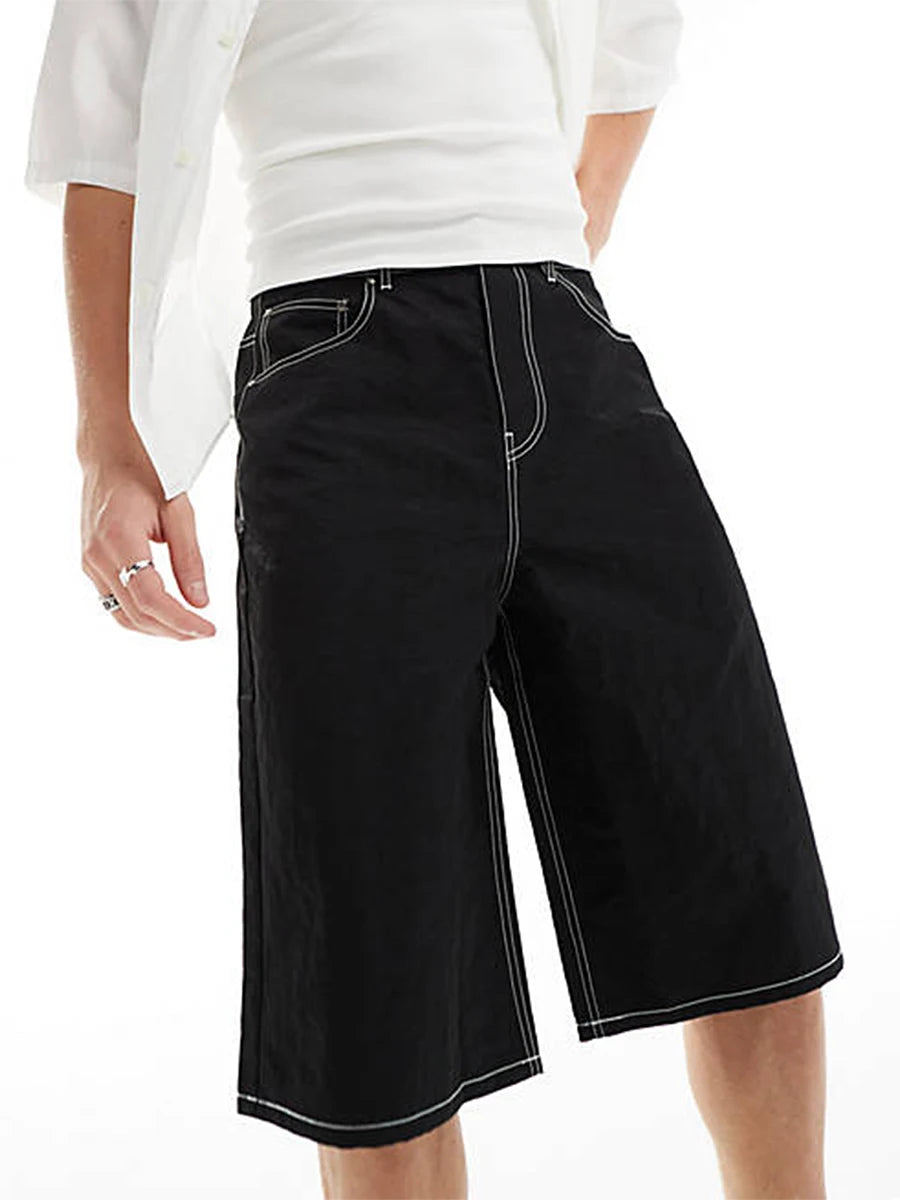 Men Denim Shorts Zipper Button Closure Summer Casual Shorts with Pockets Male Trendy Fashion Short Jeans for Streetwear Y2K 00s