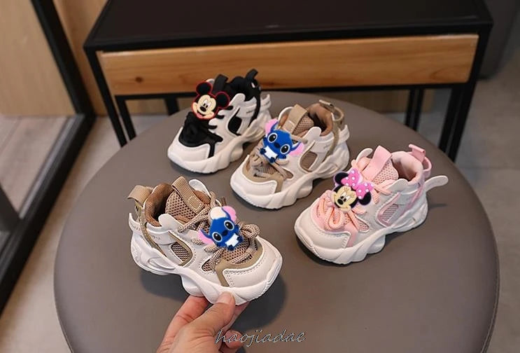 Mickey Minnie Baby Toddler Shoes For Boys Girls Breathable Mesh Little Kids Casual Sneakers Non-slip Children Sport Shoes