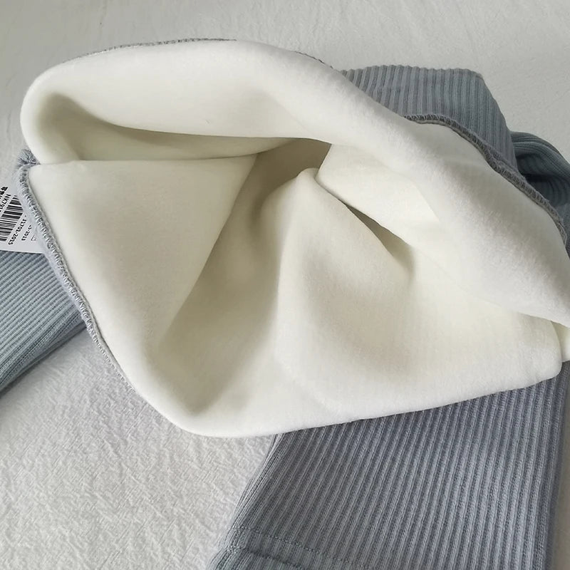 MILANCEL Baby Leggings Toddler High Waist Fleece Thermal Trousers Infant Solid Color Pants