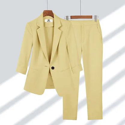 2025 Summer New Thin Jacket Blazer Casual Wide Leg Pants Two Piece Elegant Women's Pants Set Office Outfits Business Clothing