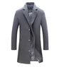 Autumn Winter Fashion Men's Woolen Coats Solid Color Single Breasted Lapel Long Coat Jacket Casual Overcoat Plus Size 9 Colors