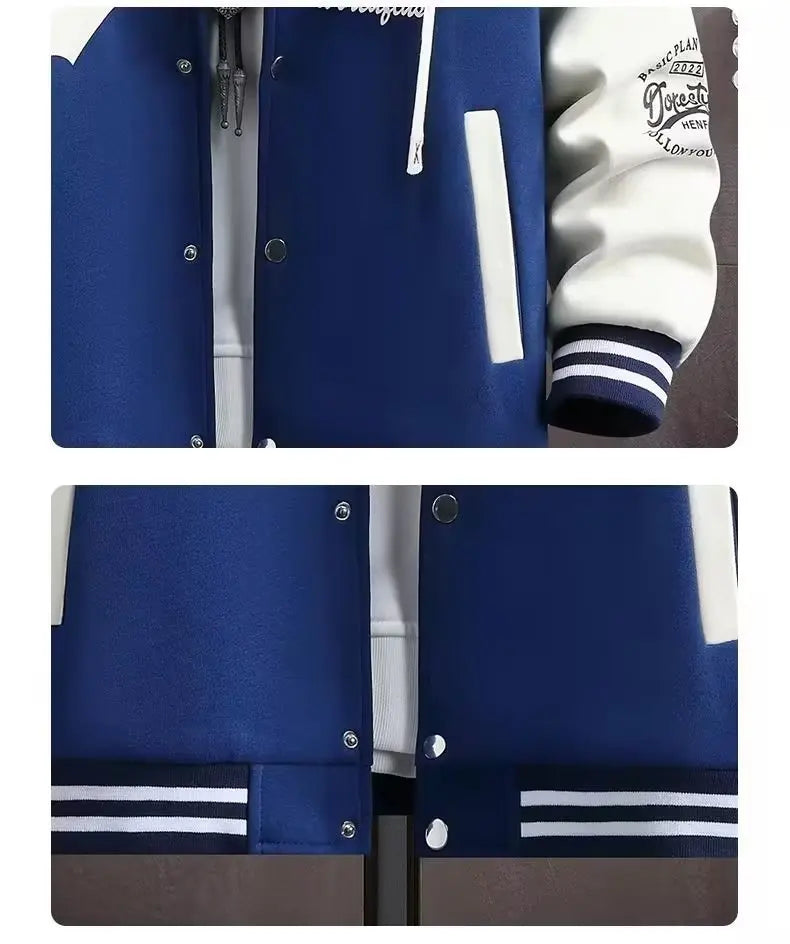 Men's Hooded Baseball Jersey Autumn Korean Casual Hooded Jacket Harajuku High Street Fashion Men's Clothing High Quality Coat