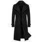 Men's Extra Long Woolen Black Coat Windbreaker Winter Warm Gentleman Coat Jackets Male Elegant Regular Fit Casual Daily Clothing