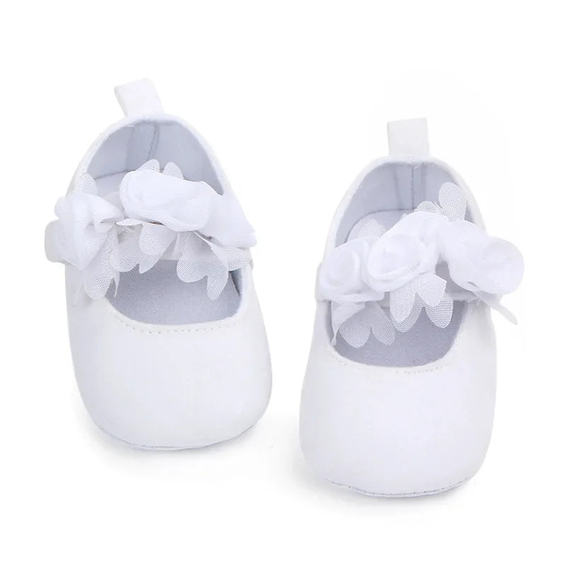 Girls Shoes Soft Soles Non-slip Beautiful Flowers Solid Color Fashion Toddler Infant Newborns Crib First Walkers Princess Shoes