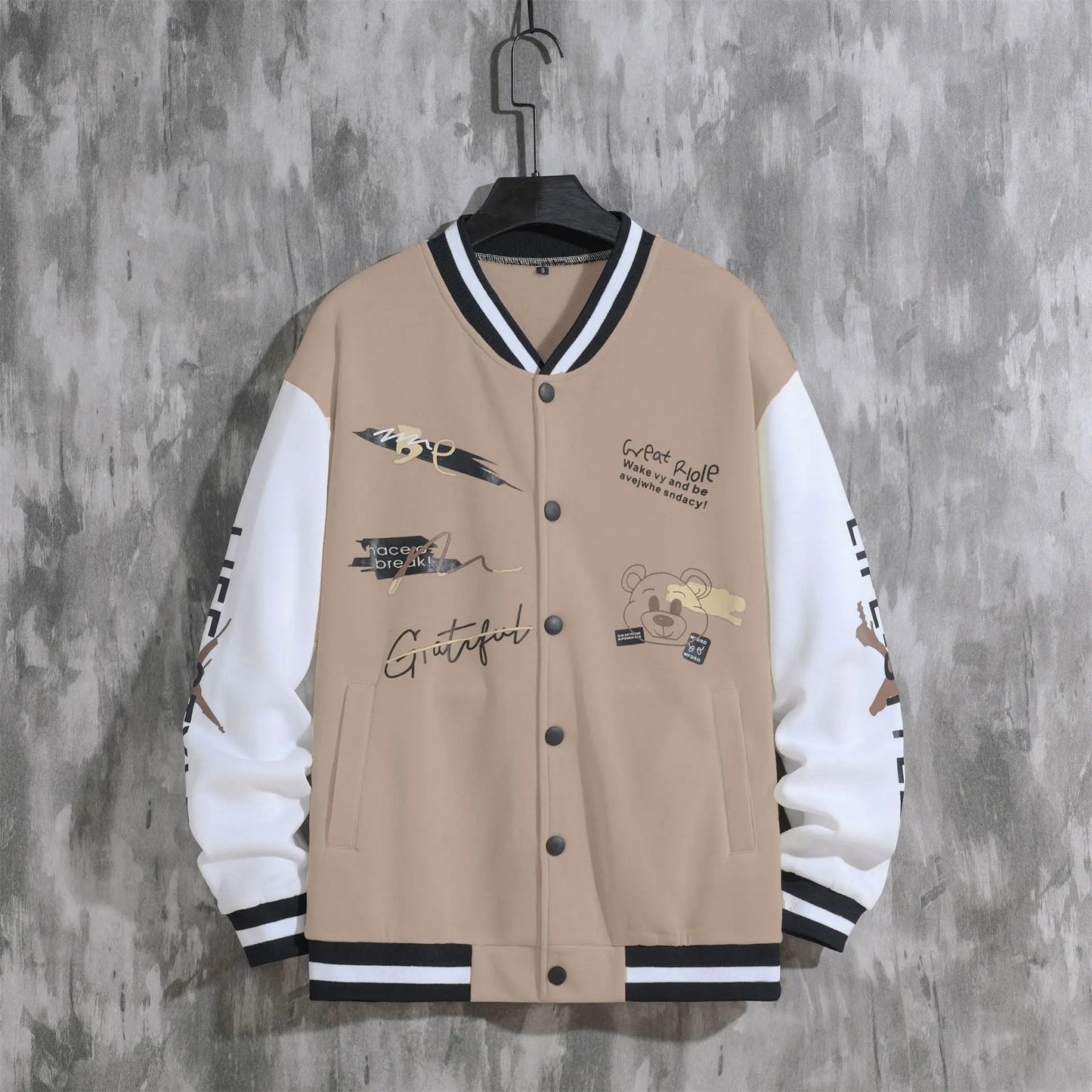 2025 New Jacket Coat Letter Printed  Wear Men Baseball Jacket Casual Long Sleeve Stand Jackets Men's Coats Sweatshirts Outerwear