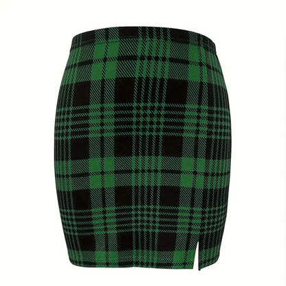 Plaid Skirt Sexy Micro Skirt Offiece Lady Red Green Elegant Pencil Mini Skirts Streetwear High Waist Lady Short Skirt for Women