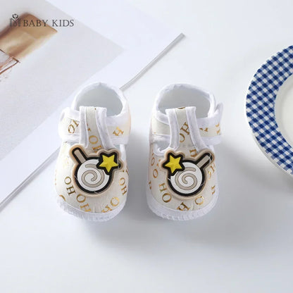 Cotton Newborn Baby Shoes Cartoon Pattern First Walkers for Girl Boy Plaid Soft Sole Walking Sandals 0-12month
