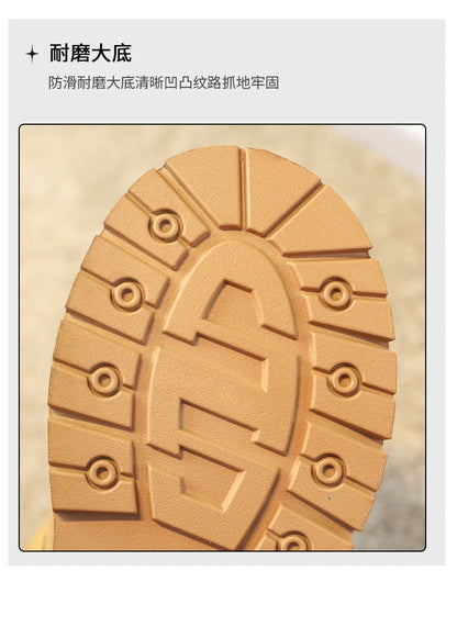 Classic Children Biker Boots Kids Tooling Boot Winter Child Plus Velvet Warm Snow Boot Anti-slip Wear-resistant Girls Boys Shoes