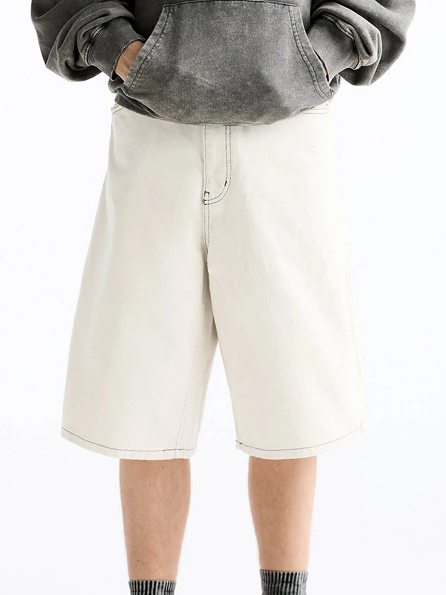 Men Denim Shorts Zipper Button Closure Summer Casual Shorts with Pockets Male Trendy Fashion Short Jeans for Streetwear Y2K 00s