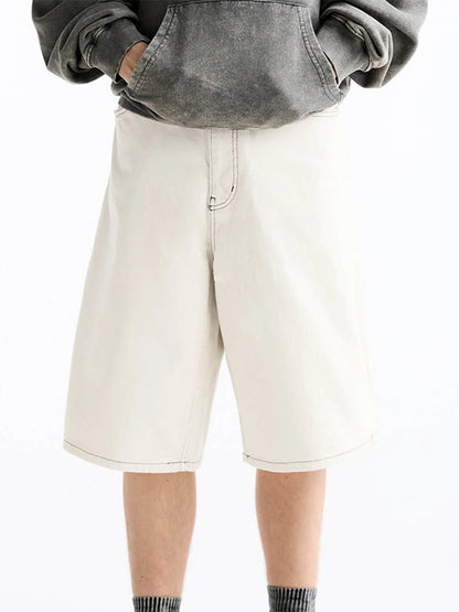 Men Denim Shorts Zipper Button Closure Summer Casual Shorts with Pockets Male Trendy Fashion Short Jeans for Streetwear Y2K 00s