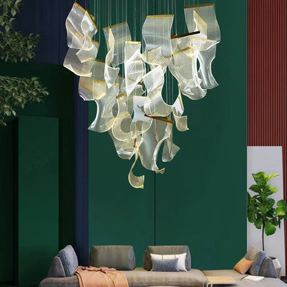 Modern Simple Led Luxurious Duplex Building Large Chandelier Living Room Creative Villa Pendant Lamp Stair Dining Hall Lighting