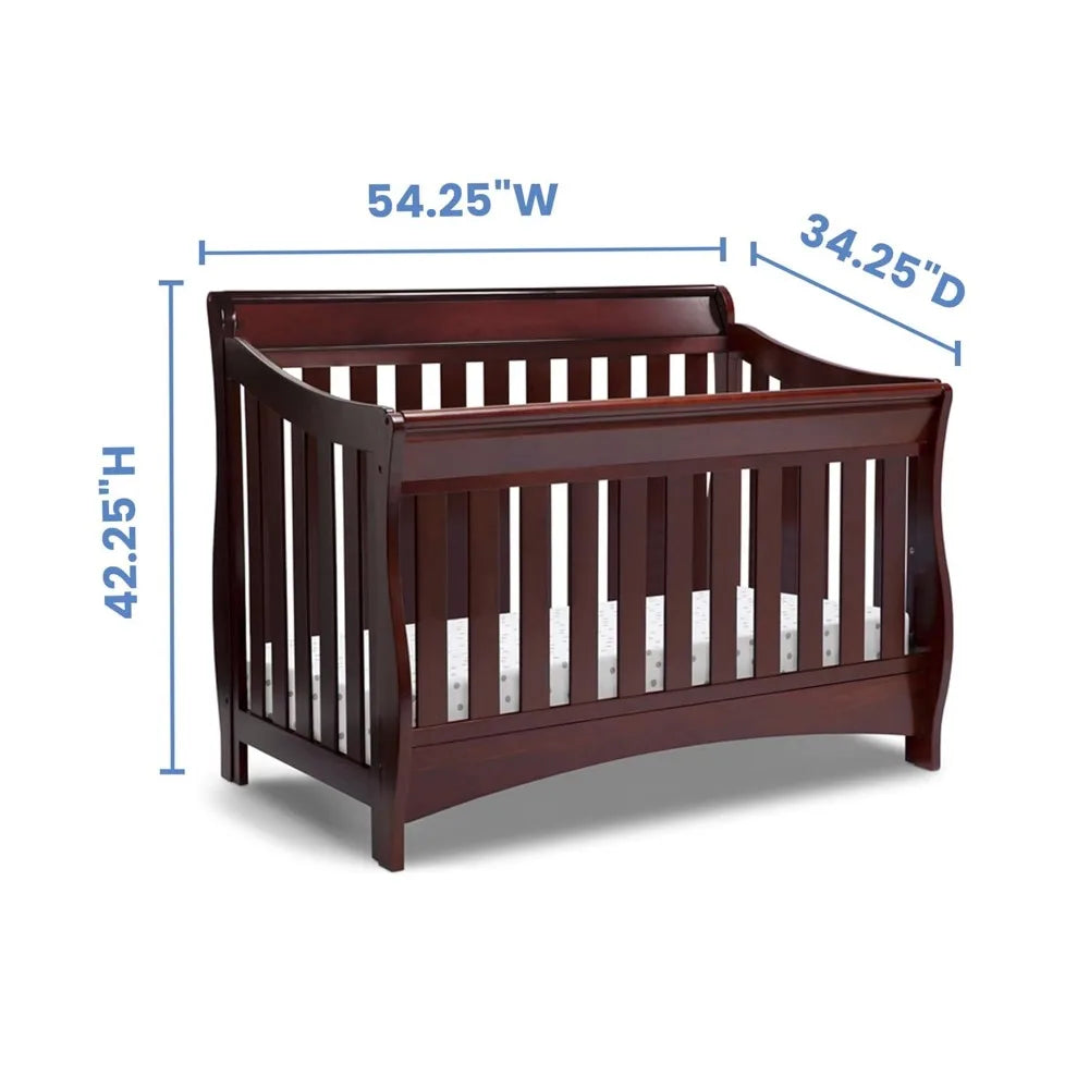 4-in-1 Convertible Baby Crib, Black Cherry Espresso