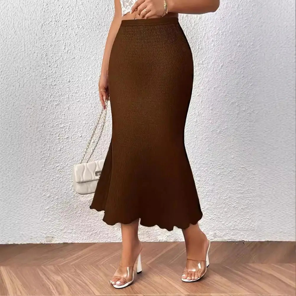 2025 Skirts Woman Trendy Fashion Knitted Jacquard Stretch Jacquard Fishtail Skirt Female Long Skirt New Elegant Women's Clothing