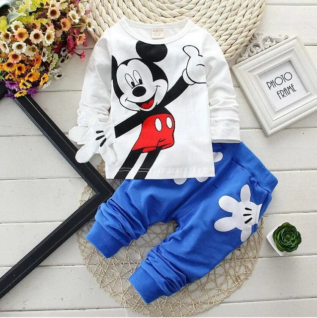 Baby Girls Boys Mickey Minnie Clothing Sets Spring Autumn Kids Outfits Hoodie +T-shirt + Pants Tracksuit Children Sport Suit