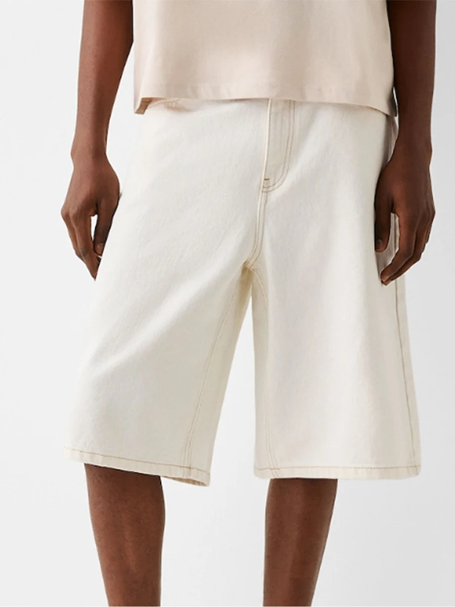 Men Denim Shorts Zipper Button Closure Summer Casual Shorts with Pockets Male Trendy Fashion Short Jeans for Streetwear Y2K 00s