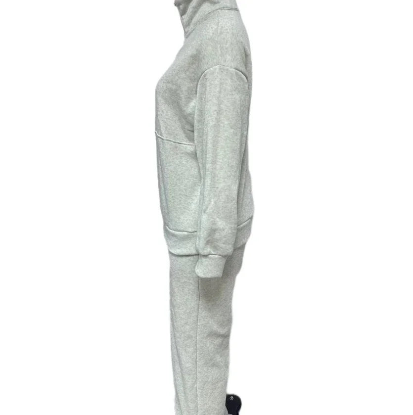 Women's Sports Suits 2025 Autumn Winter Latest Marketing Solid Thick Long Sleeved Zipper Sweatshirt Pants Set Two Piece Set