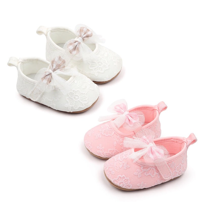Toddler Baby Girls Sweet Princess Shoes Soft Bow knit Flower Non-slip Bottom First Walker Shoes Toddler Babies Crib Shoes