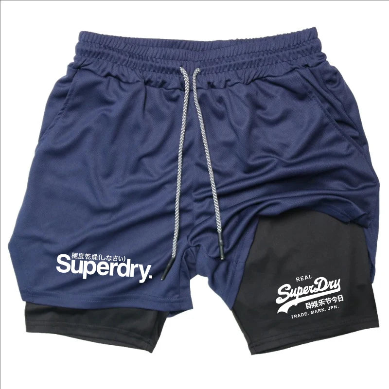 Summer Shorts for Men 2 in 1 Athletic Gym Workout Running Performance Shorts Print with Phone Pocket Quick Dry Breathable shorts