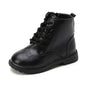 Kids Casual Boots PU Leather Black Zipper for Boys Girls Cross-tied Children Ankle High Boots Anti-skid Round Toes Soft Quality