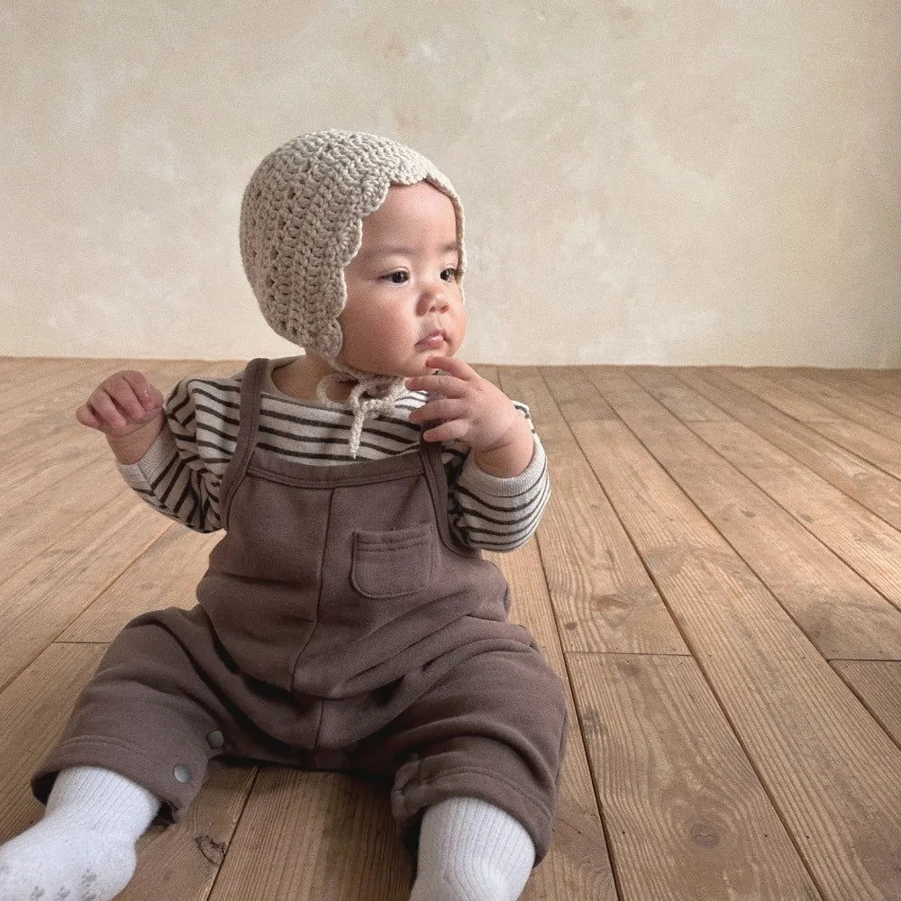 2025 Spring Autumn Solid Newborn Overalls Loose Girl Baby Sleeveless Jumpsuit Cotton Boy Infant Suspenders Pants Toddler Trouser