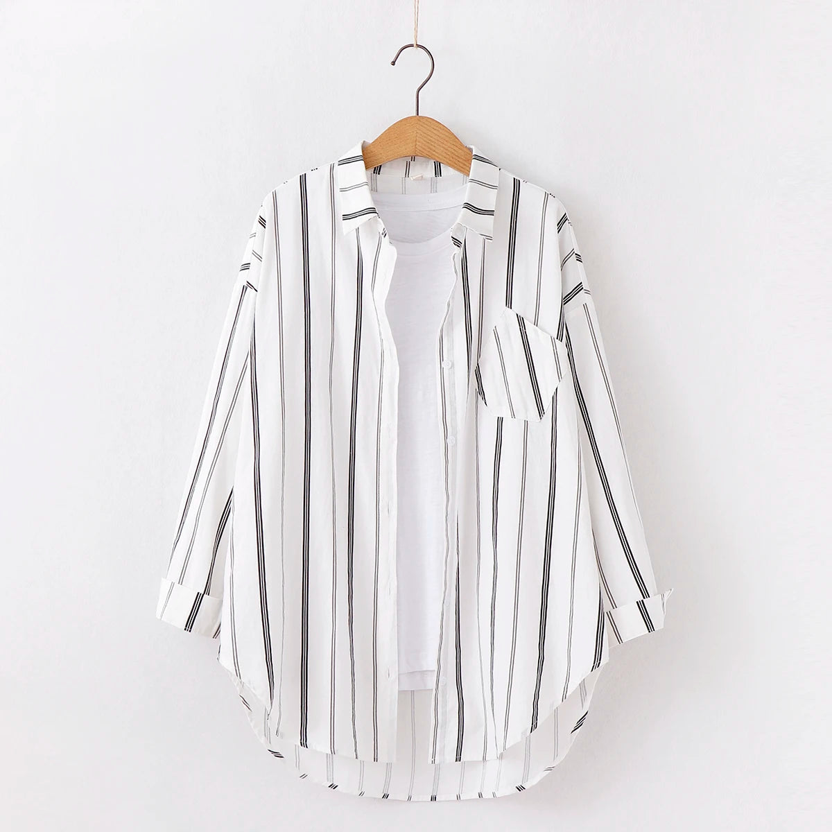Loose Casual Striped Shirts Women 2025 New Ladies Sweet Simple Style Long Sleeve Print Shirt Female Blouse and Tops Lady Clothes