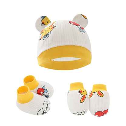 Baby Anti Scratching Cotton Gloves Hat Foot Cover Set Socks Kit Accessory for Newborn Baby Girls Boys Baby Shower