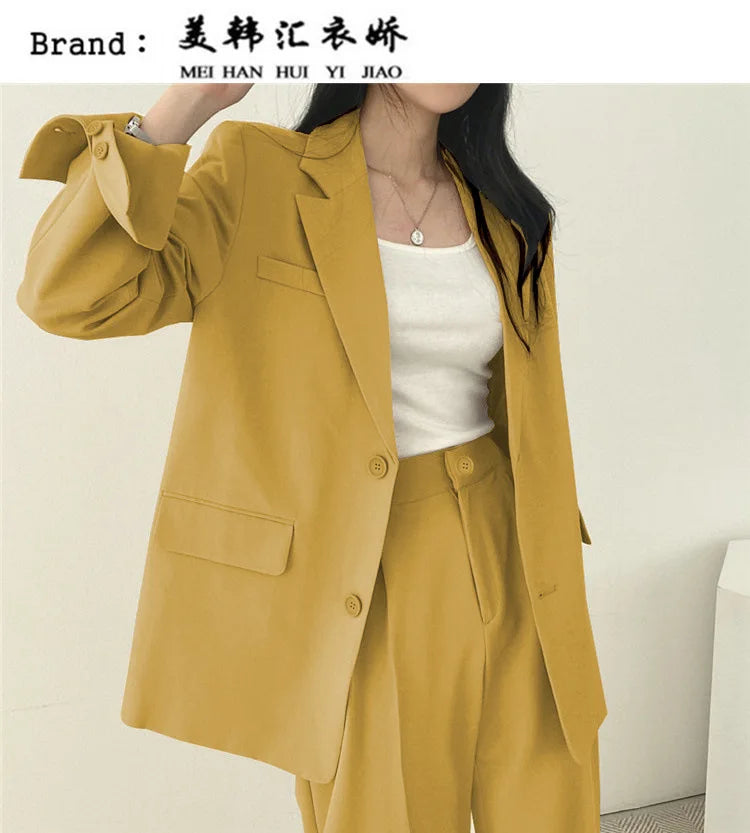 Fall Fashion Long Sleeve Blazer Mujer Pant Sets Blazers Women 2025 Casual Women's 2 Piece Outfit Set Suits Outwear