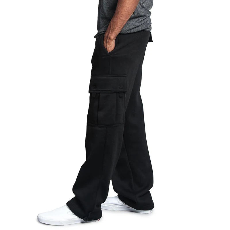 Men's Sweatpants Straight Fit Joggers for Sports and Streetwear Loose Oversized Drawstring Long Pants Men Multi-pocket Pants