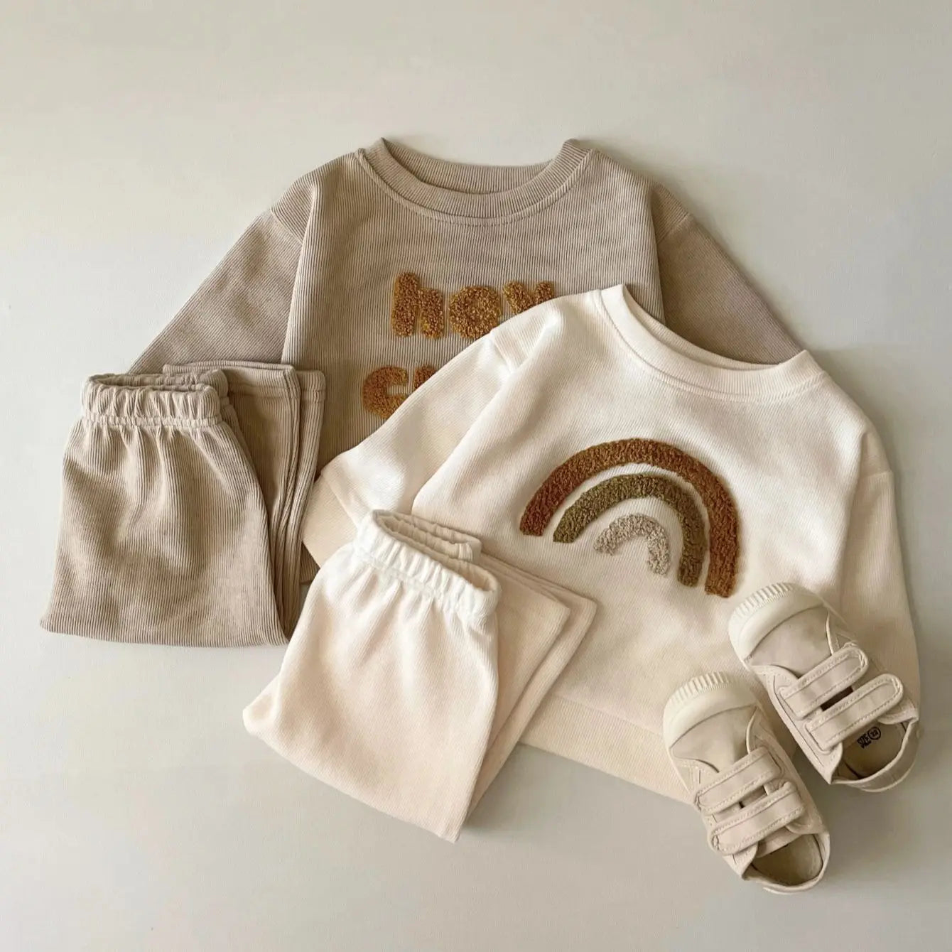 Europe Baby Cotton Knitting Clothing Sets Kids Boys Girls Spring Clothes Loose Tracksuit Pullovers Tops +Pants 2PCS Outfits