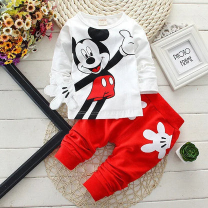 Baby Girls Boys Mickey Minnie Clothing Sets Spring Autumn Kids Outfits Hoodie +T-shirt + Pants Tracksuit Children Sport Suit