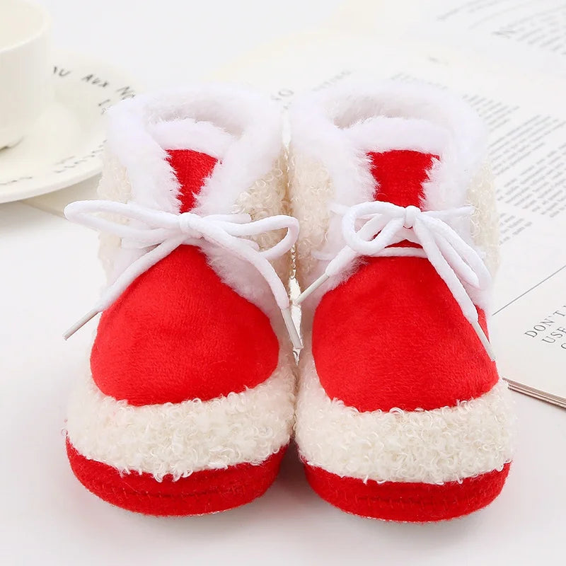 Baby Boots Newborn Winter Plush Snow Booties for Infant Boys Girls Soft Comfortable Lace Up Warming Shoes
