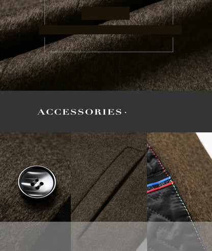 BROWON Brand Trench Coat Men Autumn and Winter New Solid Color Long Woolen Coat for Men Business Casual Windbreaker Men Clothing