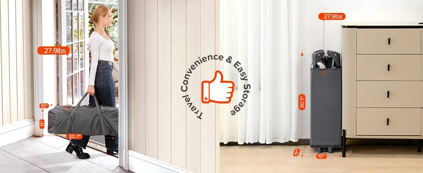 4 in 1 Wide Baby Bassinet Bedside with Diaper Changer, Long Next to Bed Crib with Mattress, Sheet, Music and Blackout Cover, Playpen