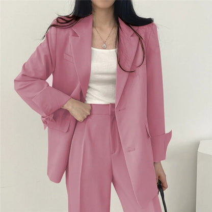 Korean Fashion Spring Women's Suits Casual Top Trousers 2 Piece Sets Women's Outfits Coats Slim Fit Blazers for Women Clothing