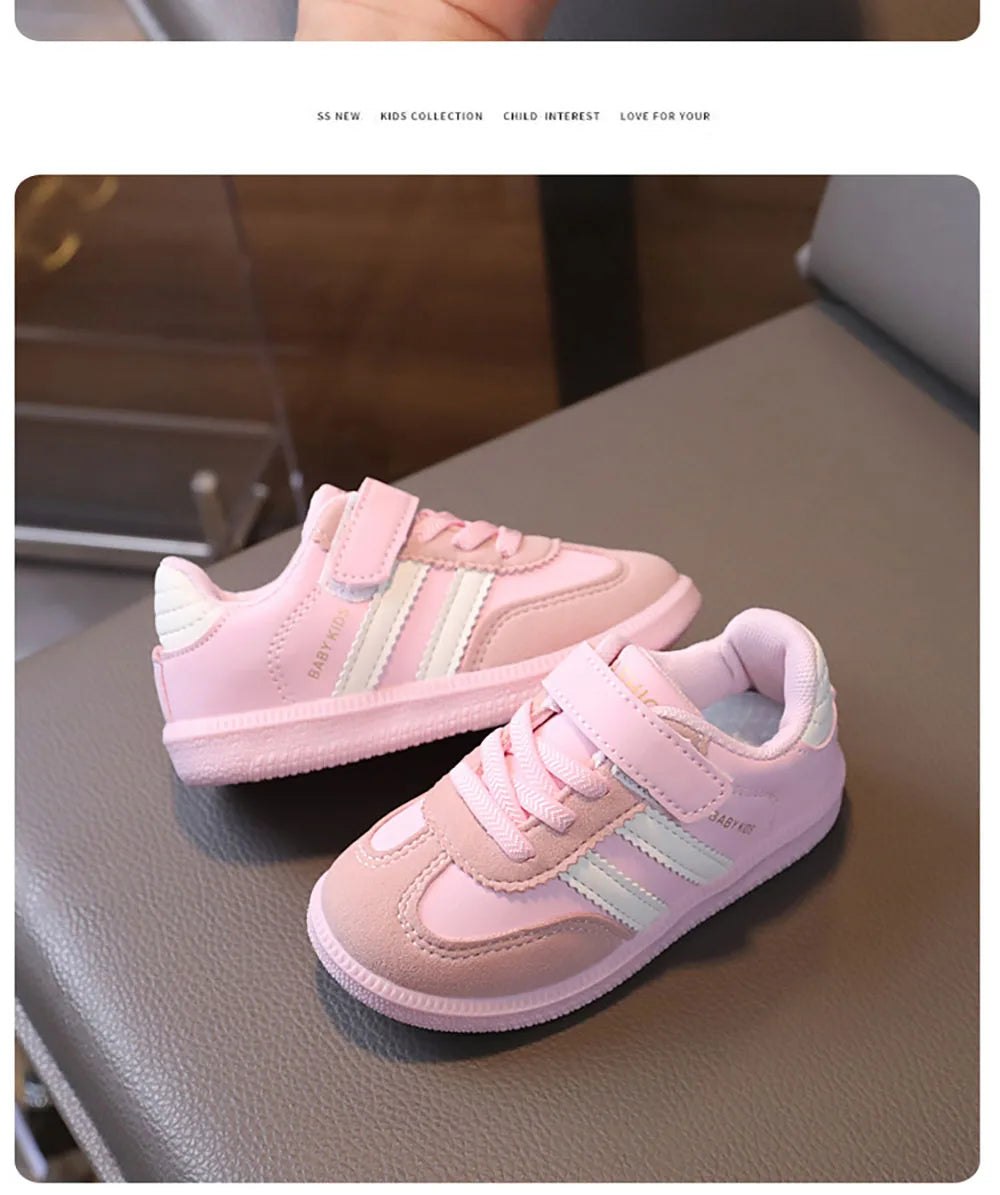 PU Leather Sport Shoes For Children Soft-soled Waterproof Girl's Sneakers Ergonomics Anti-slippery Toddler Shoes For Kids