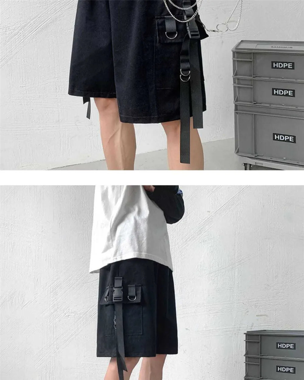 Loose Summer Black Gargo Shorts Men Gothic High Street Pants Funny Slim Fit Shorts Trousers Fashion Mens Cargo Hip Hop Shorts