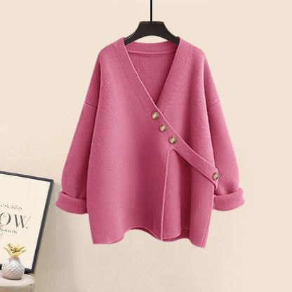 Women's Spring Autumn New Casual Matching Set Korean Elegant Irregular Knit Sweater+ Loose Wide Leg Pants Two Piece Female Suit