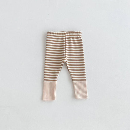 2025 Autumn New Baby Leggings Cotton Girls Striped Patchwork Leggings Infant Stretch Pants Toddler Trousers Boys Clothes