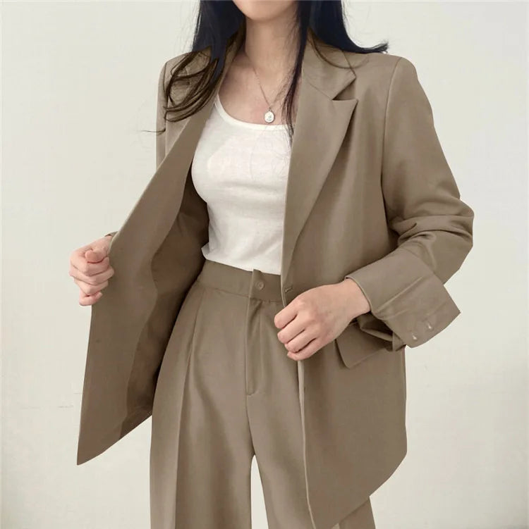 Fall Fashion Long Sleeve Blazer Mujer Pant Sets Blazers Women 2025 Casual Women's 2 Piece Outfit Set Suits Outwear