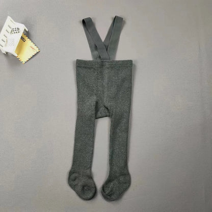 Baby Children's Pantyhose Spring And Autumn Female Baby Cute Solid Color High Waist High Elastic Overall Leggings Bib