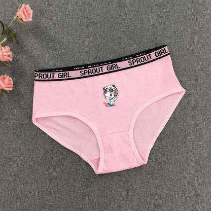 3Pcs New Fashion Cartoon Printing Letter Edge Girl Cotton Underwear Student Boxer Underwear Girls Triangle Underwear 8-16 Years