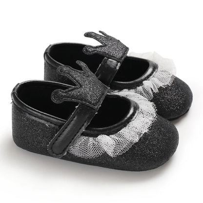 Cute 0-18M Spring Newborn Silver Baby Shoes Non Slip Cloth Bottom Girl Shoes Elegant Breathable Casual Baby First Walking Shoes